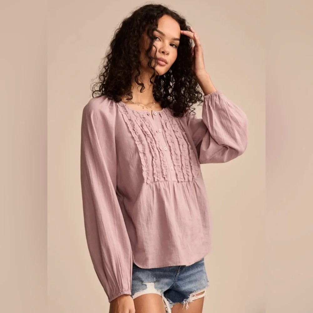 ***SOLD*** NWT Lucky Brand Ruffle Tuxedo Blouse - Picture 3 of 5